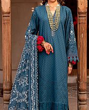 Nureh Denim Blue Lawn Suit- Pakistani Lawn Dress