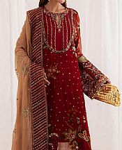 Nureh Rust Chiffon Suit- Pakistani Designer Chiffon Suit