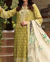Nureh Dark Gold Lawn Suit- Pakistani Lawn Dress