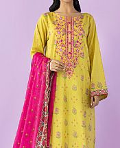 Yellow Lawn Suit (2 Pcs)- Pakistani Designer Lawn Dress