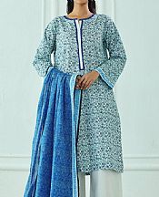 Blue/Off White Lawn Suit