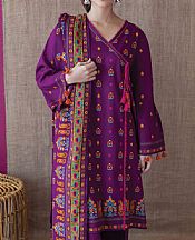 Egg Plant Cotton Suit- Pakistani Winter Dress