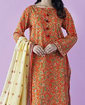 Orient Safety Orange Lawn Suit (2 Pcs)- Pakistani Designer Lawn Suits