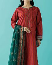 Orient Orange/Green Lawn Suit (2 pcs)- Pakistani Designer Lawn Suits
