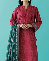 Orient Cardinal/Green Lawn Suit (2 pcs)- Pakistani Lawn Dress