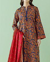 Orient Orange/Blue Lawn Suit- Pakistani Lawn Dress