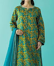 Orient Mustard/Teal Lawn Suit- Pakistani Designer Lawn Suits
