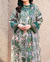Parishay Green/Off White Lawn Suit- Pakistani Designer Lawn Suits