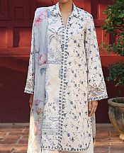 Qalamkar Off-white Lawn Suit- Pakistani Lawn Dress