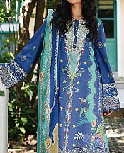 Qalamkar Navy Blue Lawn Suit- Pakistani Lawn Dress