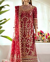 Qalamkar Maroon Silk Suit- Pakistani Chiffon Dress
