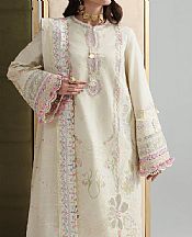 Qalamkar Ivory Lawn Suit- Pakistani Designer Lawn Suits