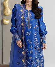 Qalamkar Blue Lawn Suit- Pakistani Lawn Dress