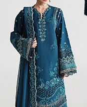Qalamkar Teal Lawn Suit- Pakistani Designer Lawn Suits