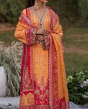 Qalamkar Harvest Gold Silk Suit- Pakistani Designer Chiffon Suit