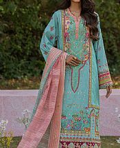 Qalamkar Turquoise Silk Suit- Pakistani Chiffon Dress