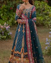Qalamkar Teal Silk Suit- Pakistani Chiffon Dress
