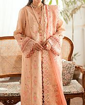 Qalamkar Peach Lawn Suit- Pakistani Lawn Dress