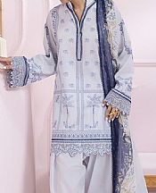 Qalamkar Light Grey Lawn Suit- Pakistani Lawn Dress
