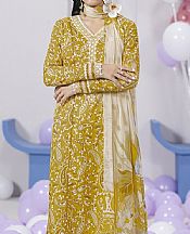 Qalamkar Satin Sheen Gold Lawn Suit- Pakistani Lawn Dress