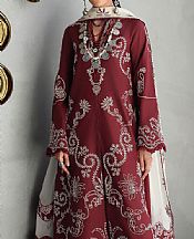 Qalamkar Maroon Lawn Suit- Pakistani Designer Lawn Suits