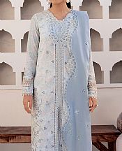 Qalamkar White/Blue Lawn Suit- Pakistani Designer Lawn Suits