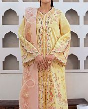 Qalamkar Yellow Lawn Suit- Pakistani Lawn Dress