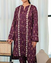 Qalamkar Old Mauve Lawn Suit (2 pcs)- Pakistani Lawn Dress