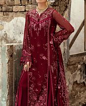 Qalamkar Wine Red Chiffon Suit- Pakistani Designer Chiffon Suit