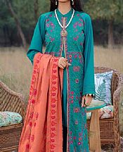 Teal Blue Karandi Suit- Pakistani Winter Dress