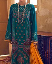 Teal/Mustard Khaddar Suit- Pakistani Winter Dress
