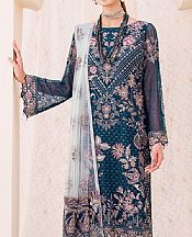 Ramsha Teal Blue Chiffon Suit- Pakistani Designer Chiffon Suit