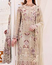 Ramsha Beige Chiffon Suit- Pakistani Designer Chiffon Suit