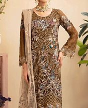 Ramsha Otter Brown Chiffon Suit- Pakistani Designer Chiffon Suit