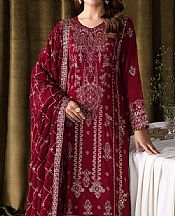 Ramsha Wine Red Raw Silk Suit- Pakistani Designer Chiffon Suit