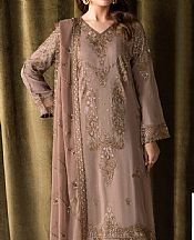 Ramsha Pale Taupe Raw Silk Suit- Pakistani Chiffon Dress
