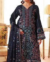 Ramsha Navy Raw Silk Suit- Pakistani Designer Chiffon Suit