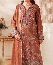 Ramsha Orange Salmon Raw Silk Suit- Pakistani Designer Chiffon Suit