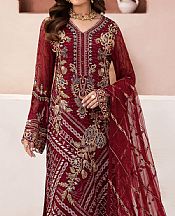 Ramsha Wine Red Chiffon Suit- Pakistani Chiffon Dress