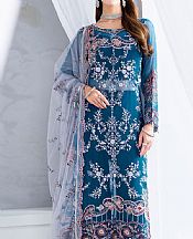 Ramsha Teal Blue Chiffon Suit- Pakistani Chiffon Dress