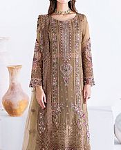Ramsha Tan Chiffon Suit- Pakistani Chiffon Dress