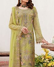 Ramsha Parrot Green Chiffon Suit- Pakistani Designer Chiffon Suit