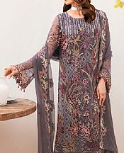 Ramsha Sand Grey Chiffon Suit- Pakistani Designer Chiffon Suit