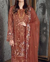 Ramsha Rust Chiffon Suit- Pakistani Designer Chiffon Suit