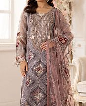 Ramsha Mauve Organza Suit- Pakistani Designer Chiffon Suit