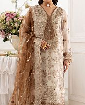 Ramsha Ivory Organza Suit- Pakistani Designer Chiffon Suit