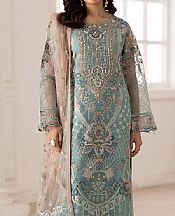 Ramsha Light Turuqoise Organza Suit- Pakistani Designer Chiffon Suit