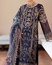 Ramsha Navy Blue Chiffon Suit- Pakistani Designer Chiffon Suit