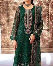 Ramsha Bottle Green Chiffon Suit- Pakistani Designer Chiffon Suit