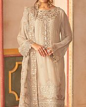 Ramsha Beige Chiffon Suit- Pakistani Designer Chiffon Suit